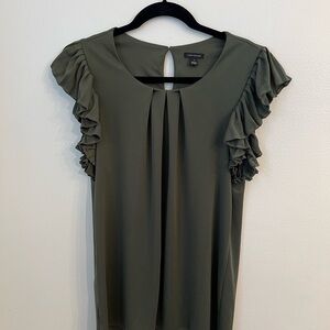 Ann Taylor Olive Ruffle Sleeve Blouse